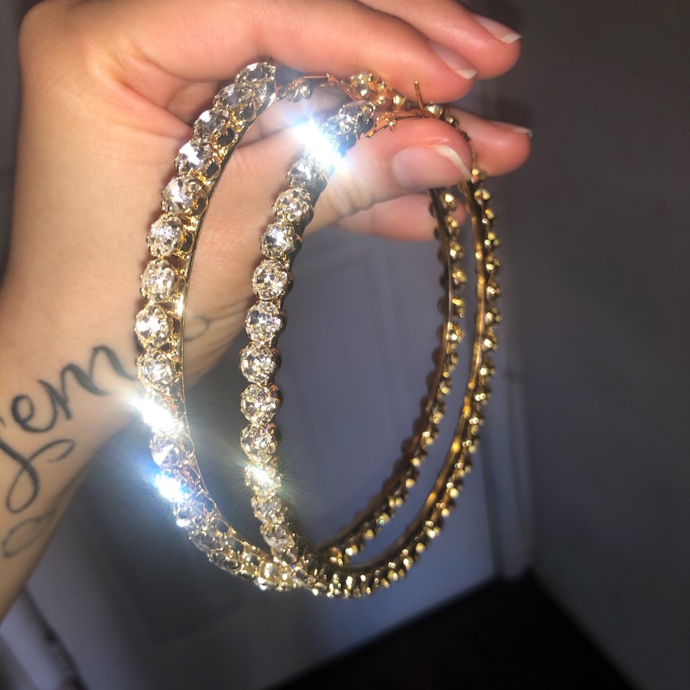 Big sparkly gold hoops
